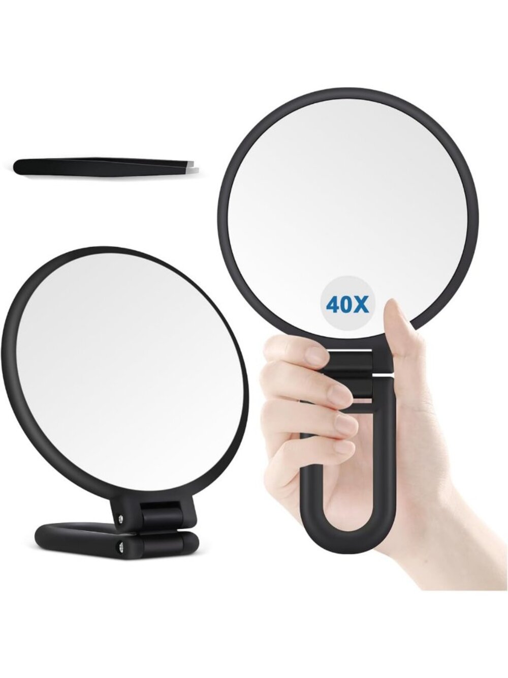40X Magnifying Hand Mirror - Double-Sided, Portable & Foldable Makeup Essential